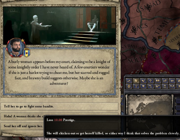 Female knight fights bandits one.PNG